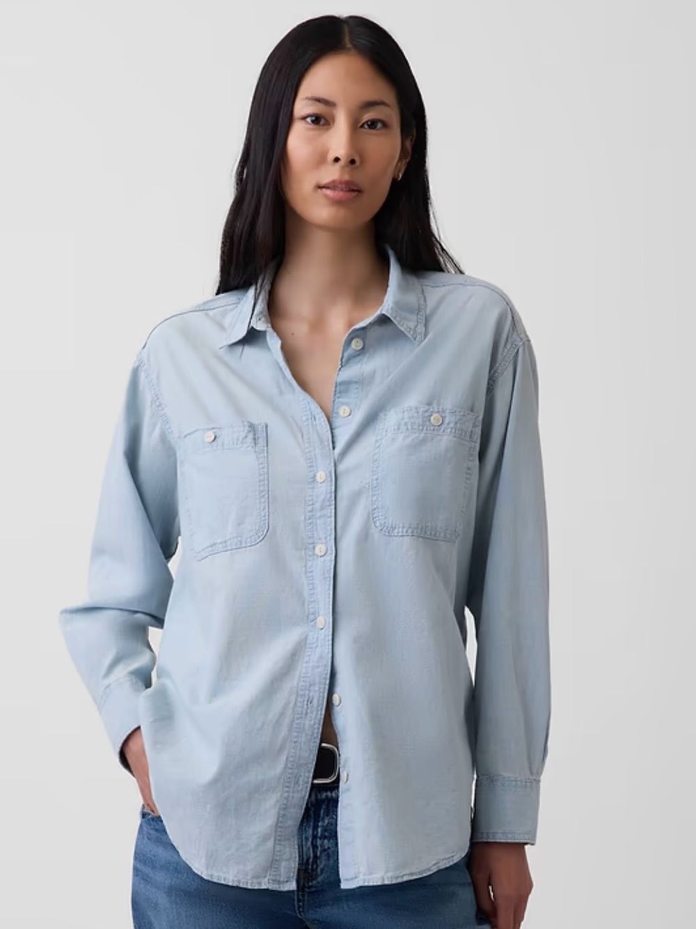 GAP Light Blue Chambray Button-Down Shirt